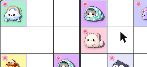 Two Sudoku cells with a small pink cherry blossom in the top-left corner, marking them as given/fixed cells, next to several plain empty cells with no blossom